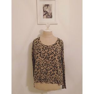 Olivaceous Zip Cheetah Print Sweater